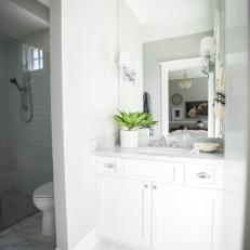 Transitional Guest Bath With Marble Floors