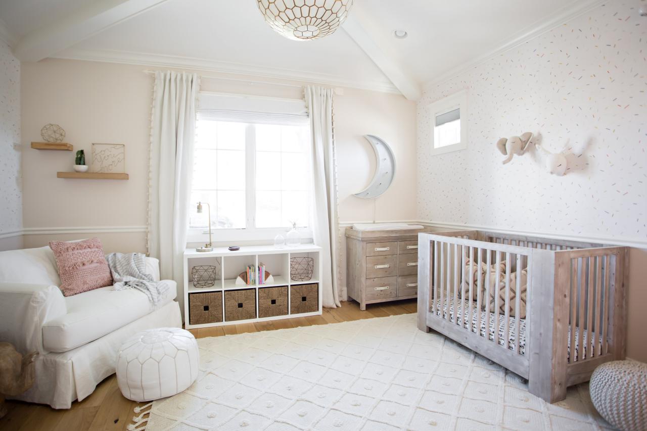 White Rug Softens Neutral S Nursery Hgtv White Rug Softens Neutral S