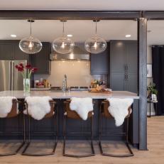 Contemporary Neutral Kitchen with a Brown Swing