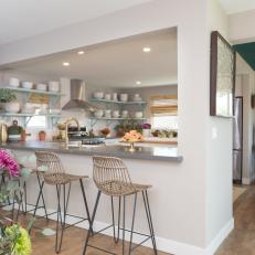 Contemporary White Kitchen with Breakfast Bar 