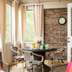 Screened Porch Includes Dining Table, Striped Chairs