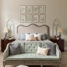 Transitional Master Bedroom With Botanical Prints