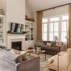 Inviting, Neutral Living Room With Fireplace