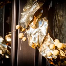 Gold Metallic Leaves And Boughs Bring Bright Holiday Cheer 