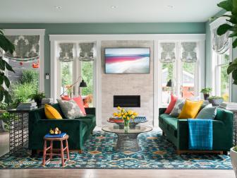 Green Contemporary Living Room