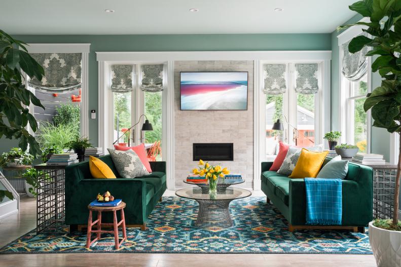 Green Contemporary Living Room