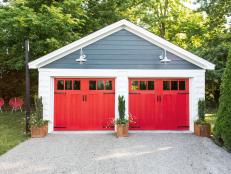 Garage With Red Doors