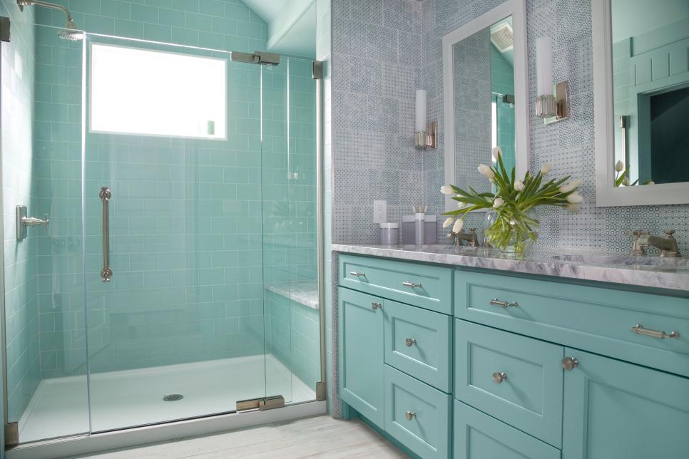 Blue Double Vanity Bathroom