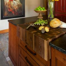 Kitchen Countertop and Rooster Painting