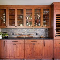 Rustic Bar With Wine Refrigerator