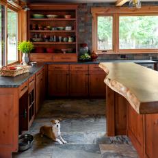 Rustic Kitchen With Live-Edge Countertop