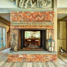 Double-Sided Brick Fireplace and Lantern