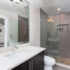 Bathroom With Gray Purple Shower