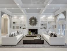 White Art Deco Living Room With Gray Rug