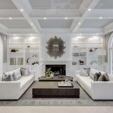 White Art Deco Living Room With Gray Rug