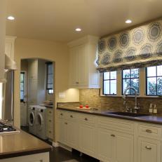Neutral Kitchen With Roman Shade