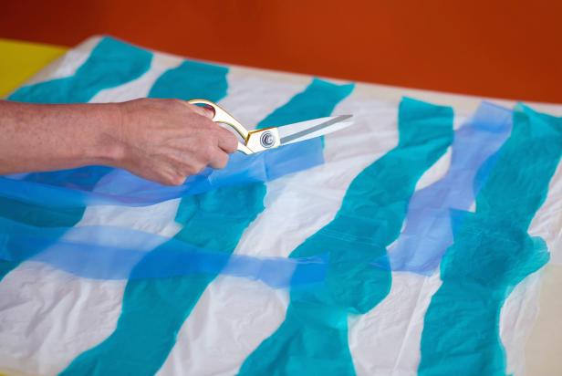 Layer Strips Of Colored Plastic Onto The White The Fabric Piece