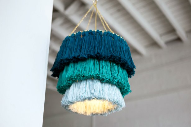 Final Beauty Of Light Being Turned On In Tassel Chandelier