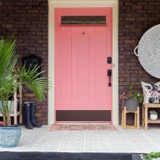 Pink Front Door and Porch