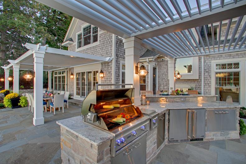 Outdoor Kitchen With Open Grill