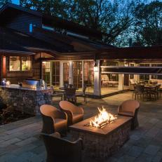 Stone Patio With Raised Fire Pit