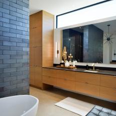 Modern Spa Bathroom With Gray Wall
