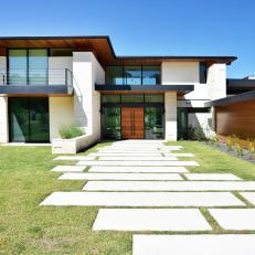 White Modern Exterior and Front Walkway