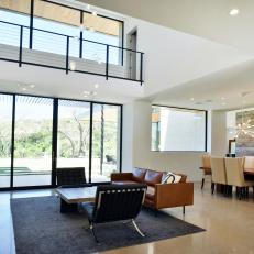 Open Concept Living Area With High Ceiling