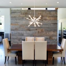 Modern Dining Room With Rustic Wall
