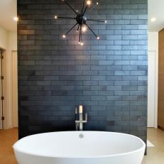Bathtub and Gray Accent Wall