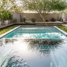 Desert Backyard With Pool and Hot Tub