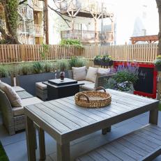 Small Patio With Red Chalkboard