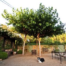 Gravel Courtyard With Stone Wall