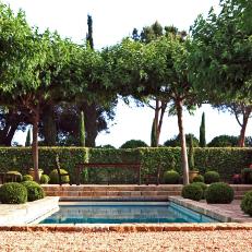 Courtyard With Hedge and Pool