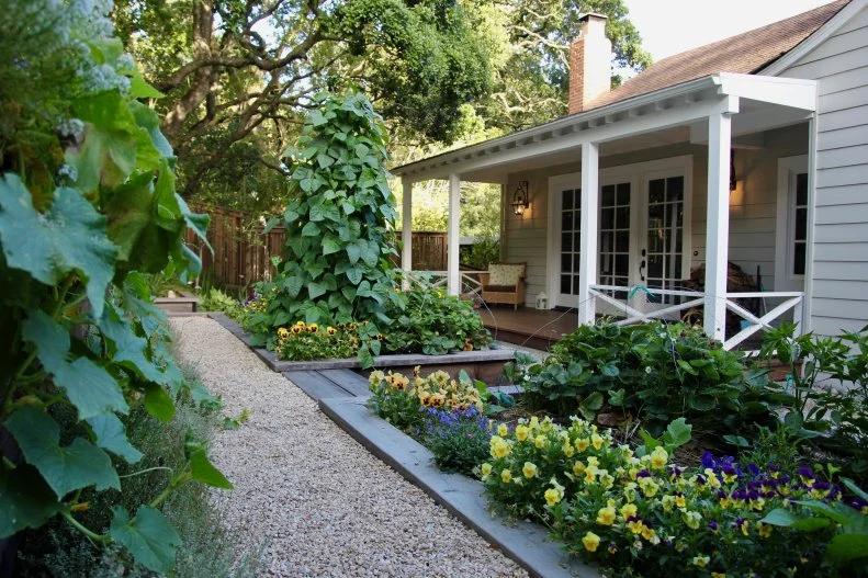 Front Porch and Raised Garden