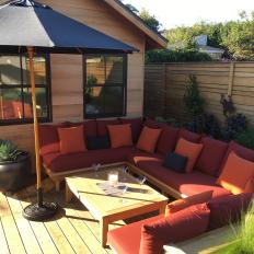 Deck With Red Sectional