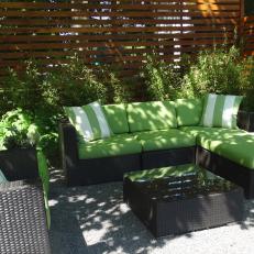 Outdoor Sitting Area With Green Cushions