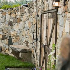 Outdoor Shower and Stone Wall