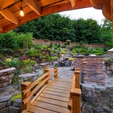 Backyard With Wooden Bridge