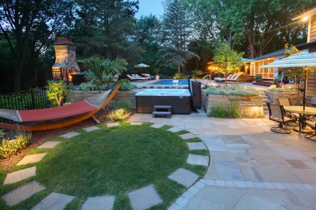 Backyard Relaxation Includes Hot Tub and Hammock | HGTV