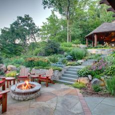 Patio With Fire Pit and Pond View