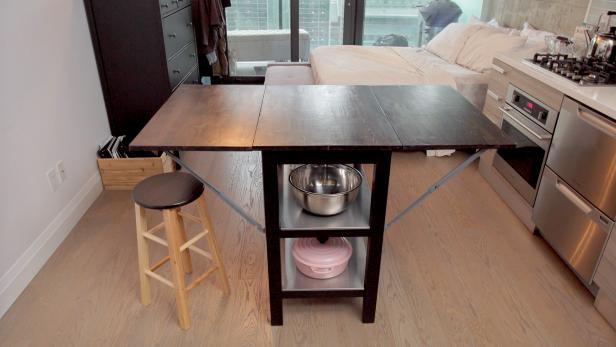 kitchen island with foldable table