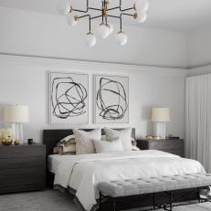Sophisticated Master Suite Complete With Tufted Bench