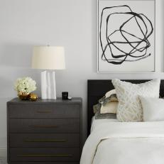 Sophisticated Master Suite Includes Textured Wallpaper