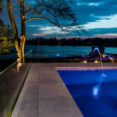 Patio and Pool With Clear Railing