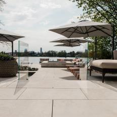 Waterfront Patio With Clear Railing