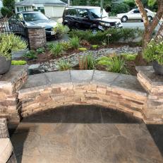 Curved Stone Wall in Front Yard