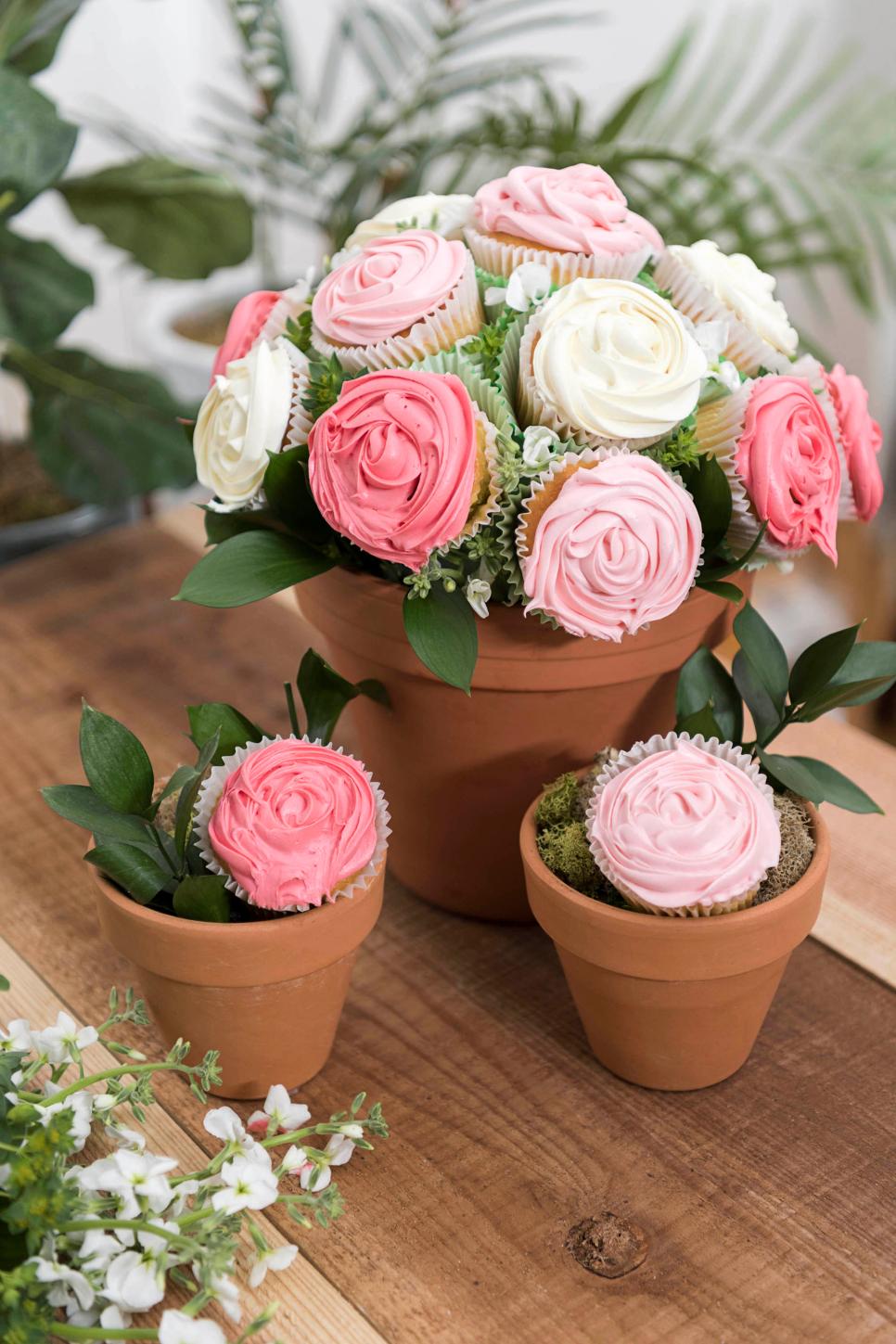 DIY Cupcake Bouquet in a Terra-Cotta Pot | HGTV