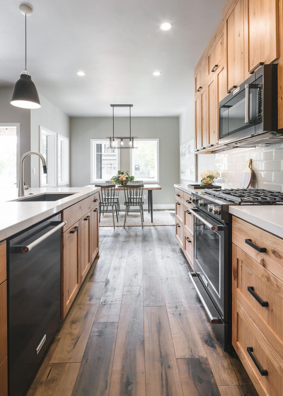 Contemporary Kitchen with Natural Wood Cabinets | HGTV