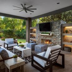 Outdoor Living Room With Display Shelves